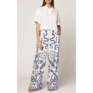 CLEOBELLA NWT Orion Pants Verona Print Size Medium Cotton Linen Blend Resortwear